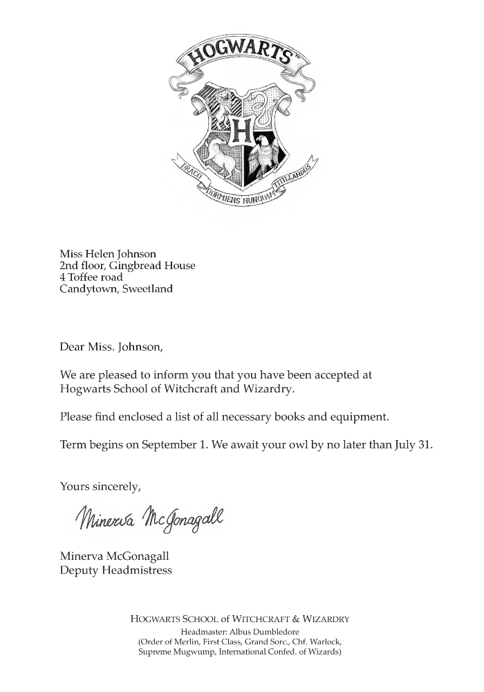 Invito di carta Harry Potter